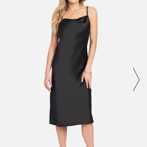 Black Bebe Satin Slip Dress